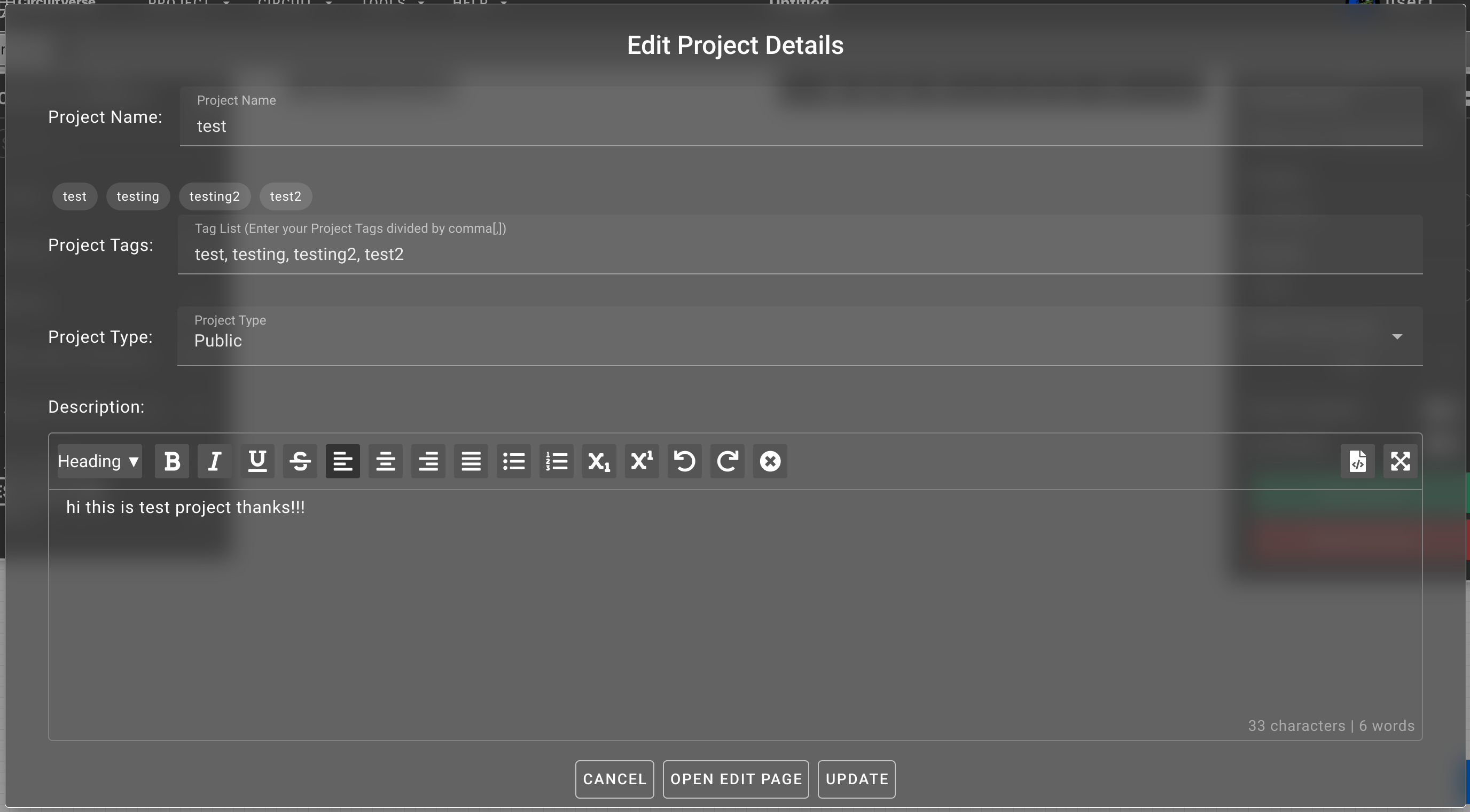 New Circuit Dialog